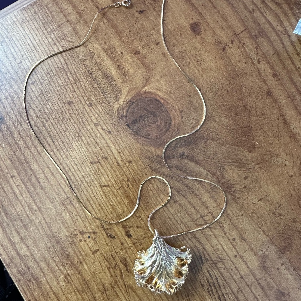 Gold Dipped Leaf Pendant Necklace